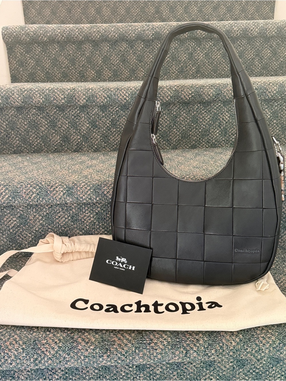 Coach alter ego Black Woven upcrafted Leather crescent Shoulder Bag
